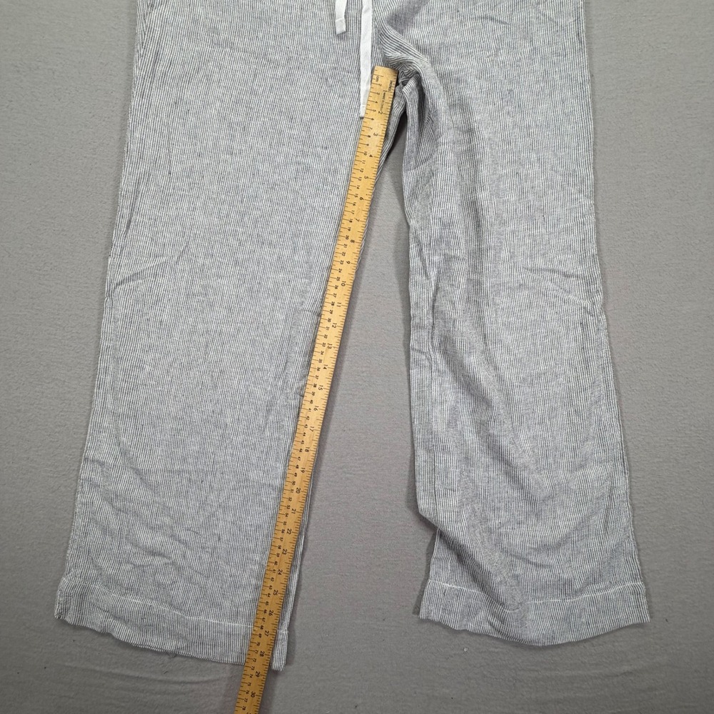 Briggs Womens Pants Wide Leg Blue White Striped Linen Blend Drawstring Size M - Picture 2 of 9